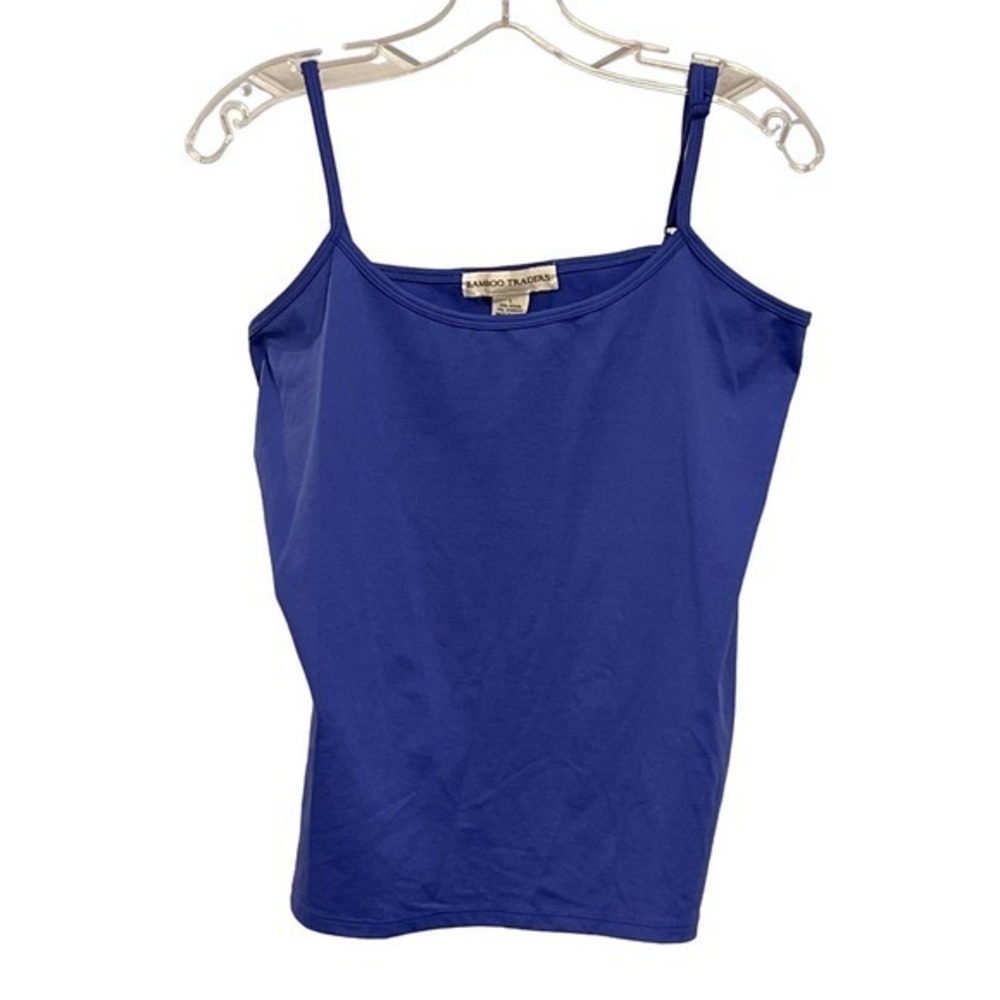 Bamboo Traders Womens Blue Nylon Spandex Camisole Spaghetti Strap Tank Top L